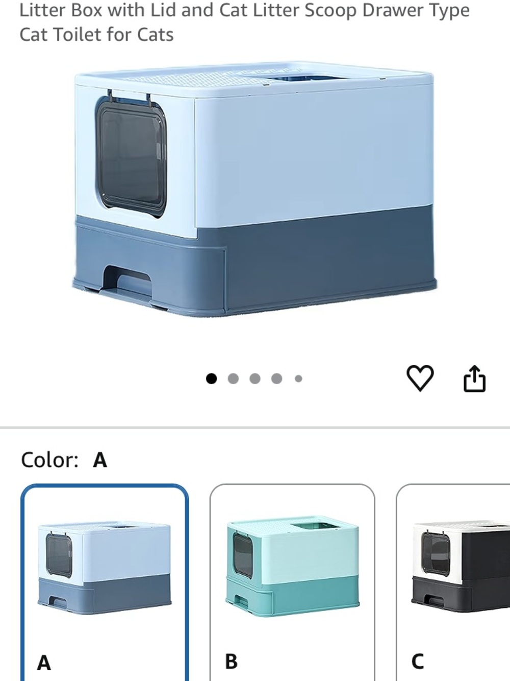 Covered Cat Litter Box with Removable Scoop Drawer - Light Blue & Slate